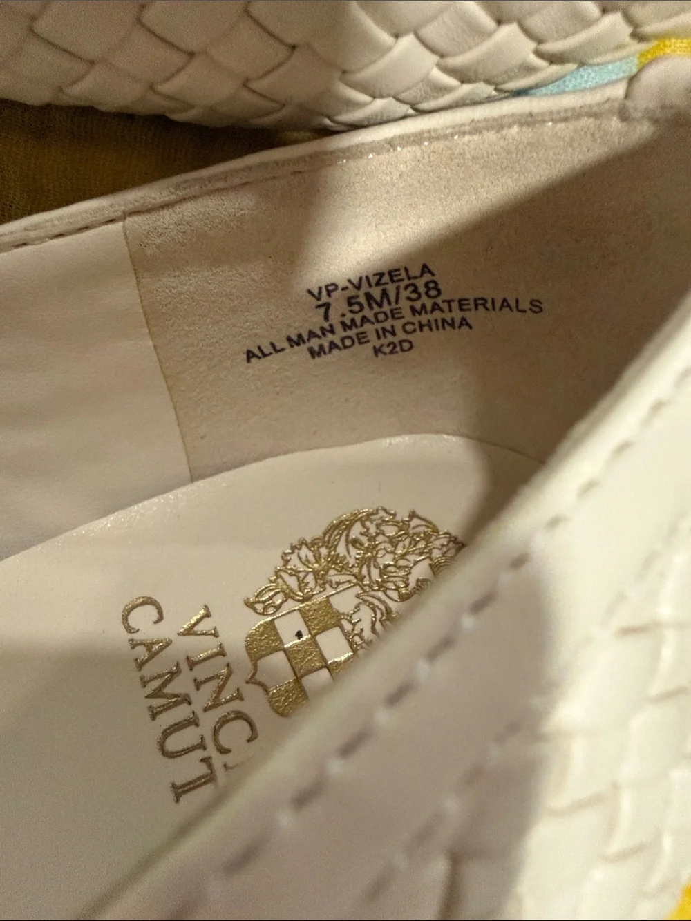 Vince Camuto Cream Woven Mary Jane Flats with Buckle Strap